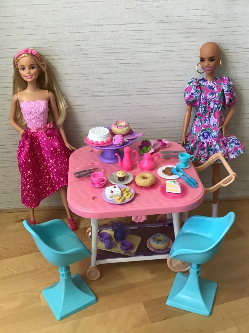Barbie Dolls and Tea Cart
